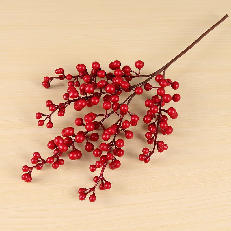 Ягоды искусственная Цветочная подделка красные ягоды Рождественские цветы новогодний декор елка искусственная ягода рождественские украшения для дома - Цвет: B