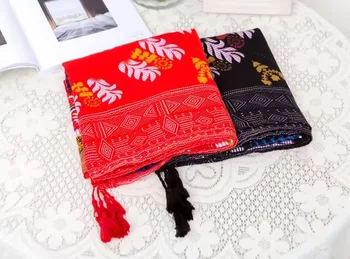 

Winter cotton scarf in high quality,tassel scarf,colorful leaves printed shawl,Shawls and scarves,head wrap,cape,bandana women