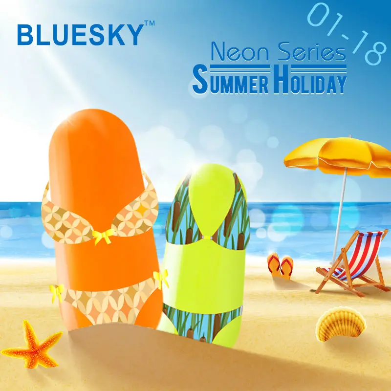 Neon Series 01-18 Summer Hot Sale Color Bluesky Beauty Supplies Online UV Nail Art Gel Nail Polish