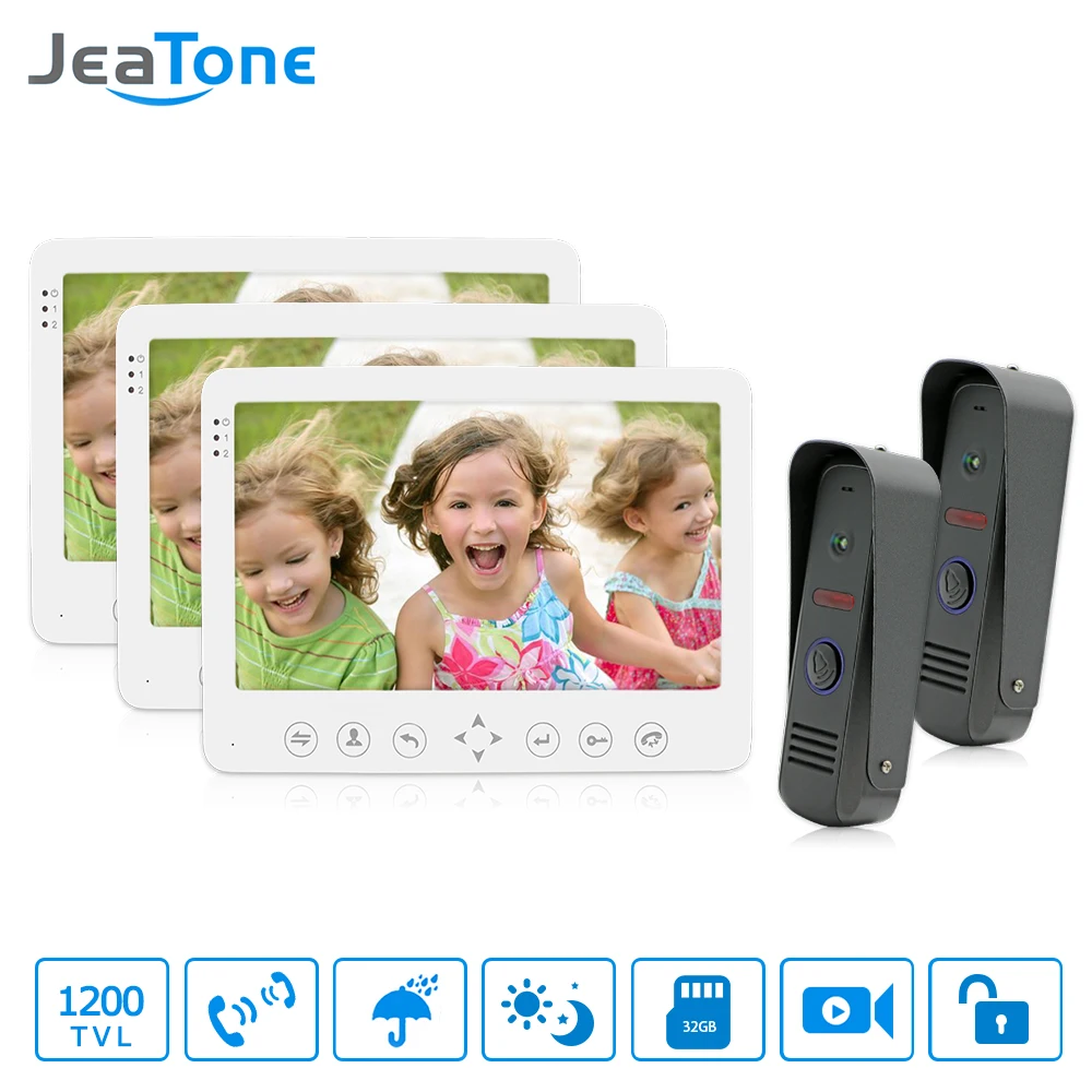 JeaTone 7\ TFT LCD Wired Video Door Phone Intercom Unlocking Doorbell Home Security Camera Night Vision Doorbell Free Shipping