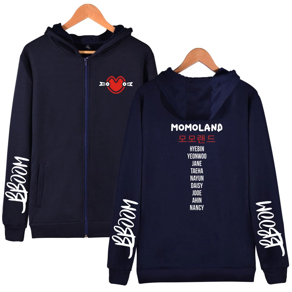 

2019 Kpop MOMOLAND Album Show Me I'm So Hot 2D Print Zipper Hoodies Sweatshirt Cute Women/men Fashion Hoodies Zippers