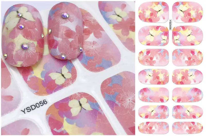 FWC наклейки для ногтей, буквенный цветочный дизайн, переводные наклейки для воды, наборы цветов/перьев, декор для ногтей, красивые Советы - Цвет: YSD056