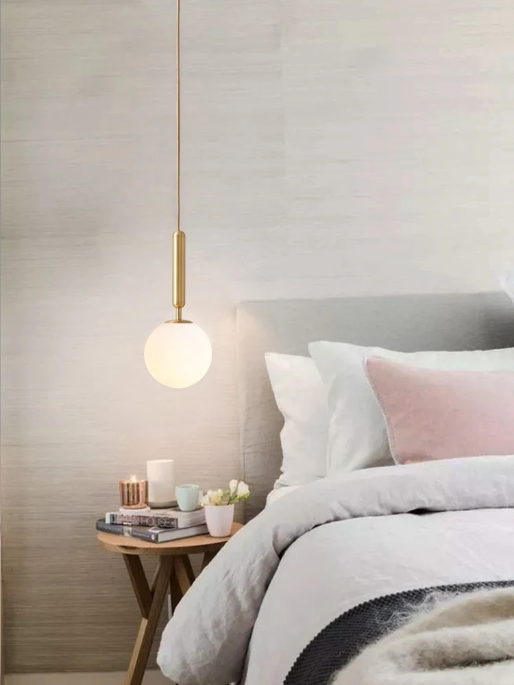 LukLoy Nordic Brass Aluminum Modern Pendant Light Loft Hanging Lamps Bedside Hanging Lamp Kitchen Suspension Pendant Lamps