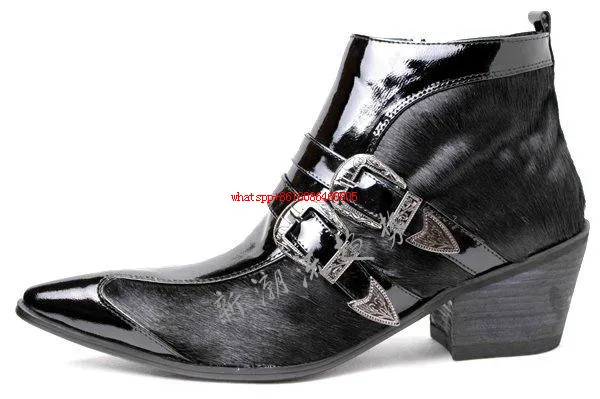 Choudory/Роскошные брендовые кожаные итальянские ковбойские ботинки в западном стиле на высоком каблуке с острым носком и шипами; черная обувь в стиле милитари в стиле панк; Мужская обувь; Размер 12