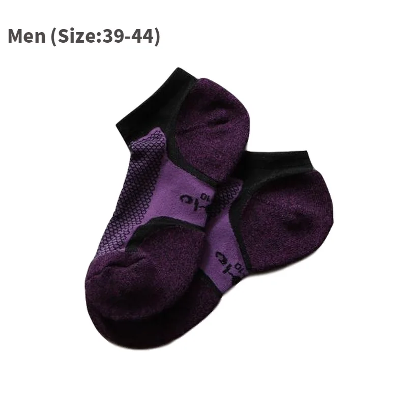 Летние короткие спортивные носки, впитывающие пот дышащие мужские носки для велоспорта, женские велосипедные носки, уличные носки для бега - Цвет: Men Dark Purple