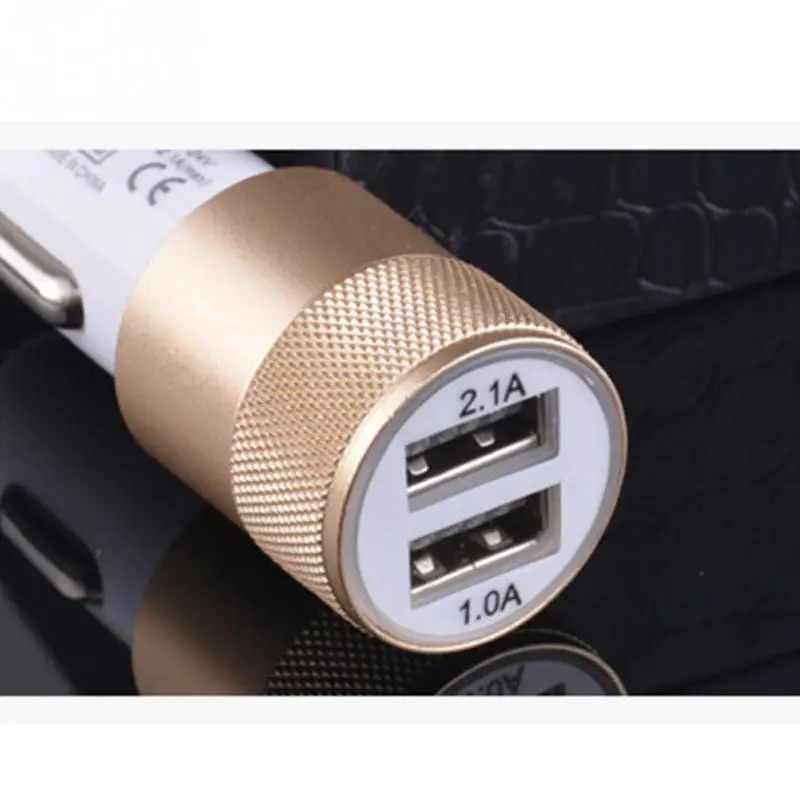 

Dual USB Interface Car Charger Kit 2.1A/1A Alloy Charger Car Cigarette Lighter Type Charger For Tablet PC Mobile Phone