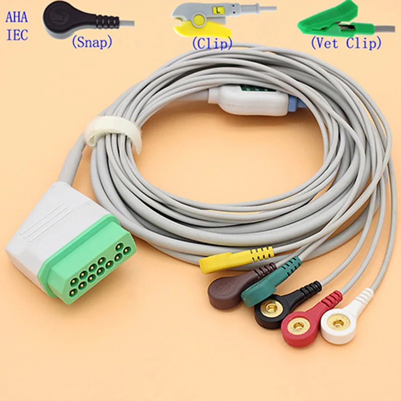 Кабель 12P ECG EKG с 6 проводами и электродным выводом для Nihon Kohden BSM 2300/4100/5100 кабелем