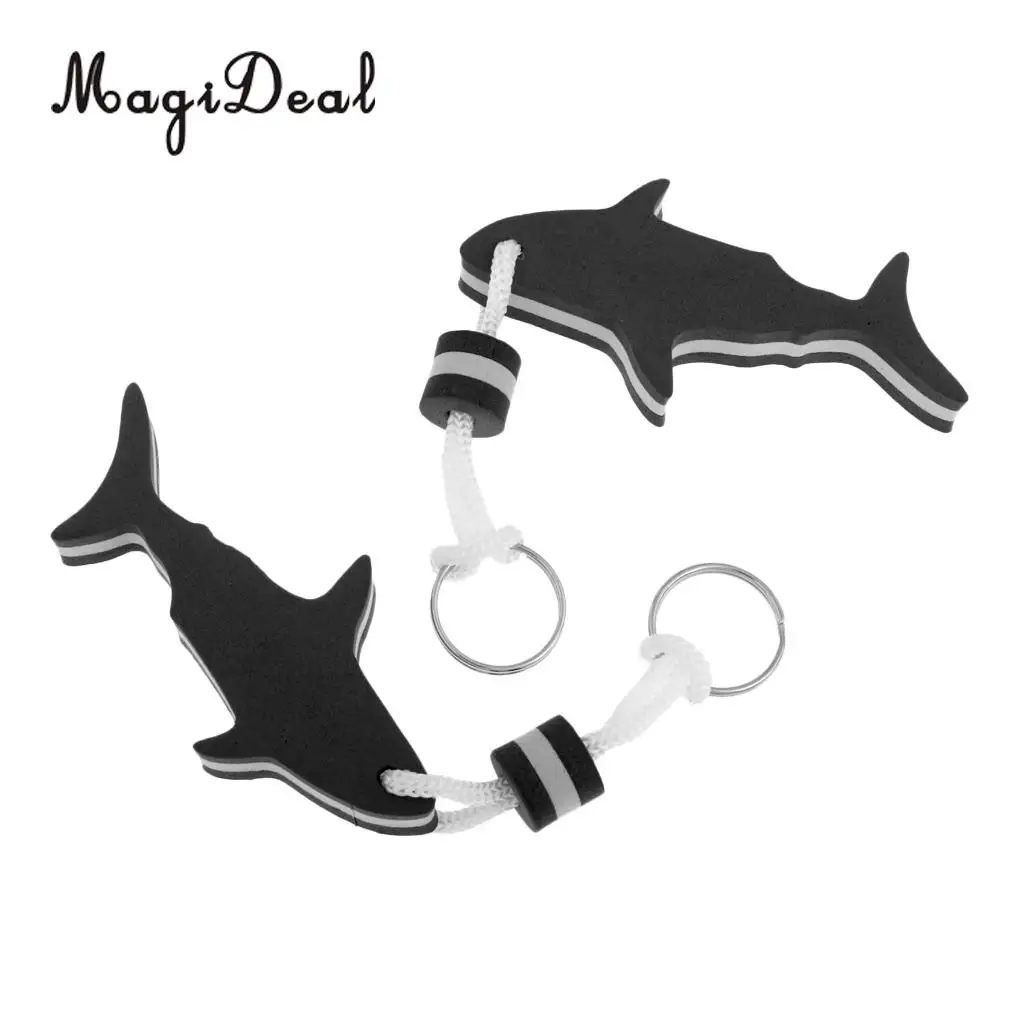MagiDeal 2 Pieces Marine Shark Shaped EVA Floating Keychain Keyring Water Key Float for Radting Surfing Rowing Boat Accessories