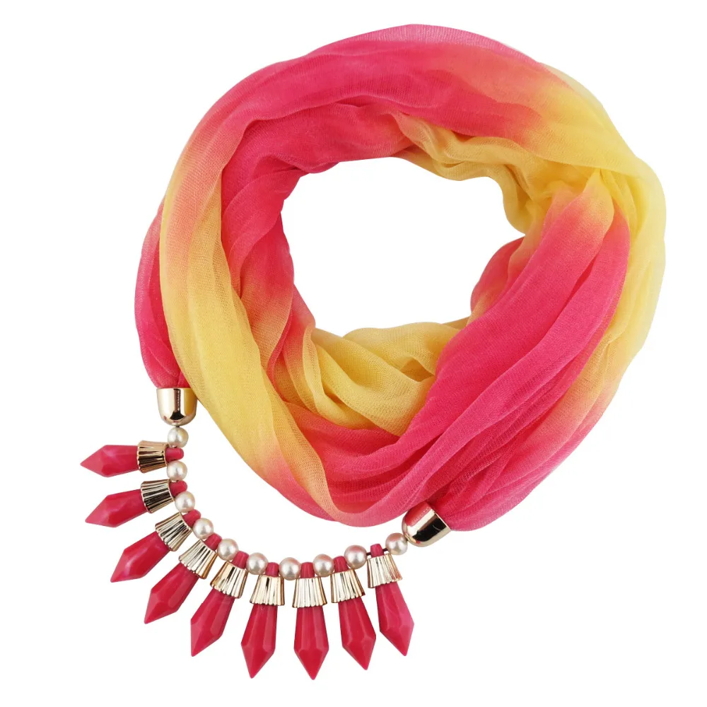 RUNMEIFA Модный женский градиентный цветной шарф, полимерный кулон, ювелирные изделия, мягкая шаль, брендовый кулон, хиджаб, солнцезащитные шелковые шарфы