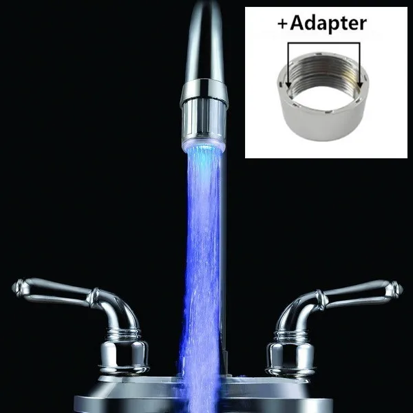Новые кухонные аксессуары, контроллер температуры воды, насадка для душа, 7 цветов, светодиодная лампа для крана воды, аксессуары для ванной комнаты - Цвет: Blue Adapter