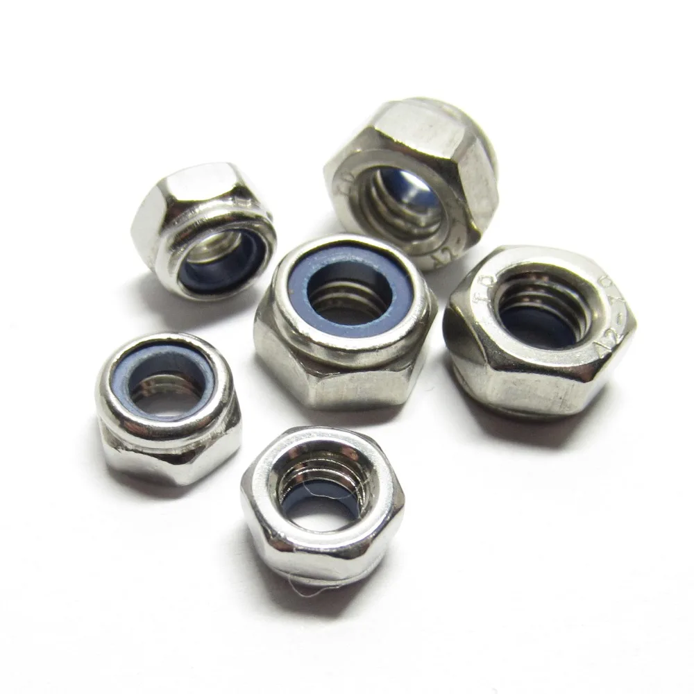 50Pcs DIN985 M3 M4 M5 M6 M8 M10 M12 Stainless Steel Self locking Nut