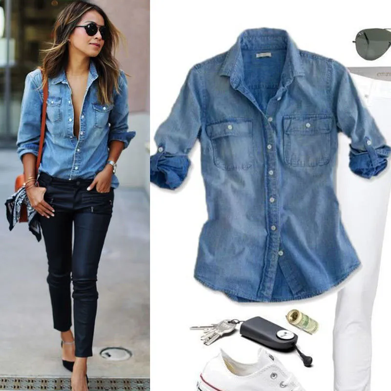 denim shirt top