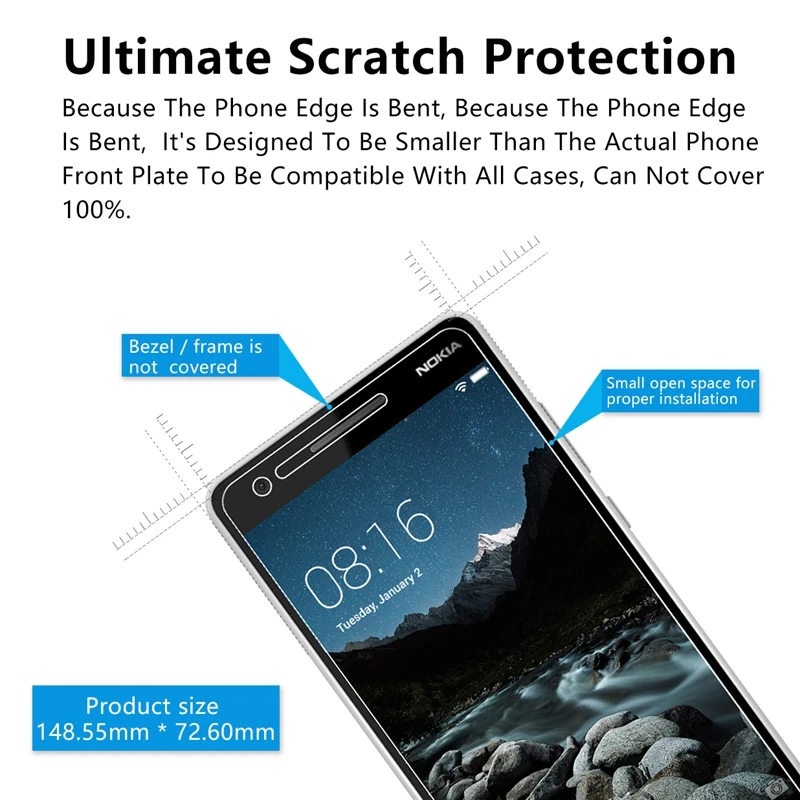 10 шт./лот 2.5D 0 26 мм 9H Премиум Закаленное стекло для Nokia 2 1 Защитная пленка 5