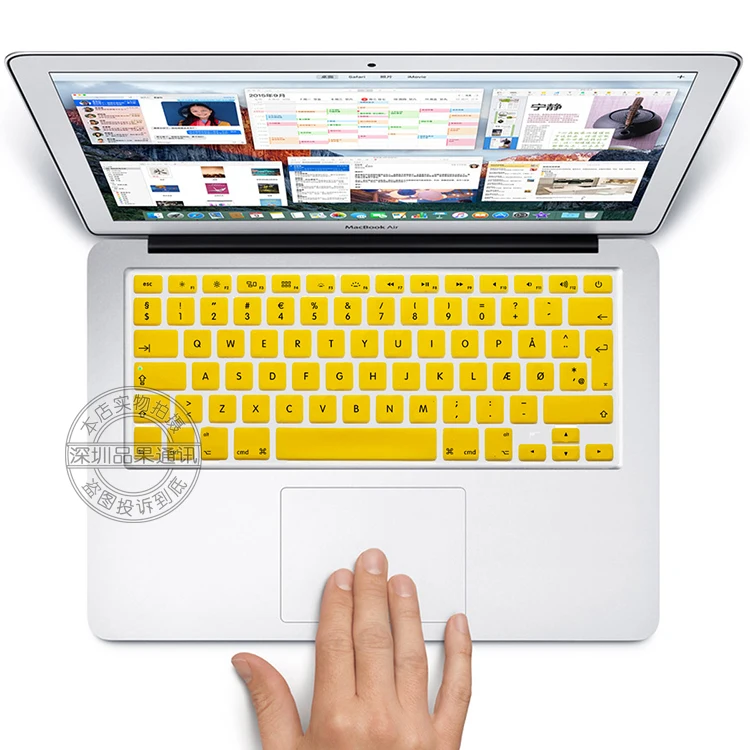 Датская цветная силиконовая защитная пленка для клавиатуры apple Mac Macbook Air retina pro 13 15 17 G6 - Цвет: yellow