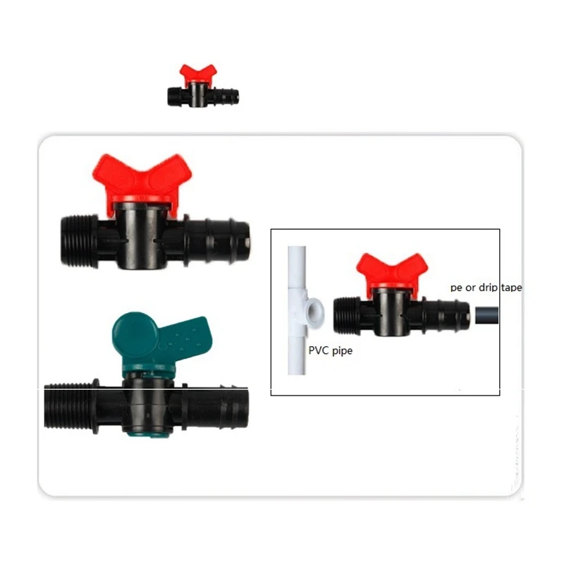 Plants Irrigation Kits Drip Irrigation 5pcs 16-Kinds Drip Irrigation Tape Ball Valves 1/2" Thread 16mm 20mm 25mm Barbed Connectors Trickle Irrigation Water Pipe Valve
