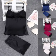 Женская одежда для сна, новинка, без рукавов, на бретелях, Женская Сексуальная атласная мода, пэчворк, кружева, слинг, одежда для сна, нижнее белье, набор нижнего белья Z0329