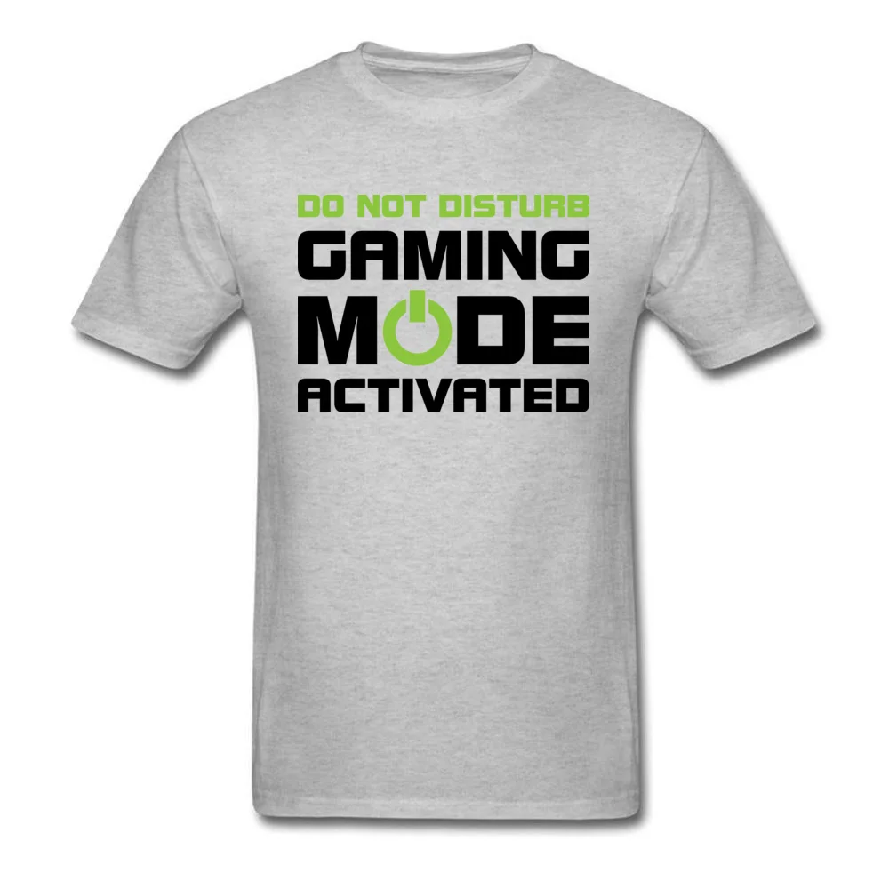 Gaming Mode Activated Funny T Shirt Short Sleeve for Men 100% Cotton Fall O-Neck T-Shirt Normal Tee Shirt Retro Gaming Mode Activated grey