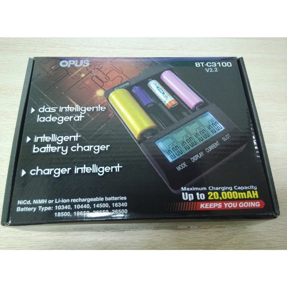 Opus BT-C3100 V2.2 Smart Universal LCD LI-ion NiCd NiMh AA AAA 10440 14500 16340 17335 17500 18490 17670 18650 Battery Charger Opus BT-C3100 V2.2 Smart Universal LCD LI-ion NiCd NiMh AA AAA 10440 14500 16340 17335 17500 18490 17670 18650 Battery Charger