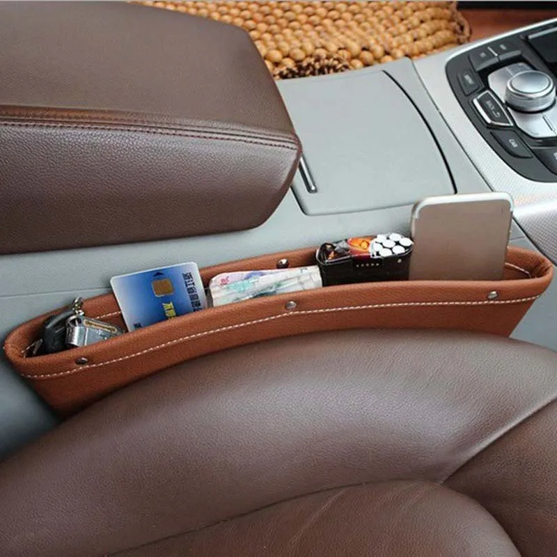 

Hoomall 1PC Car Seat Organizer Holder Slit Pocket Storage Box Mobile Storage Container Boxes Leather For Books Phones Cards
