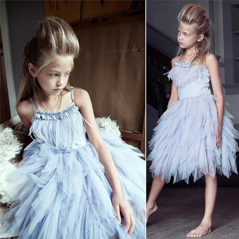 Summer-Foreign-Trade-Exploded-Girl-Swan-Feather-Drill-Sequins-Nail-Pearl-Dress-Girls-Birthday-Wedding-Performance (3)