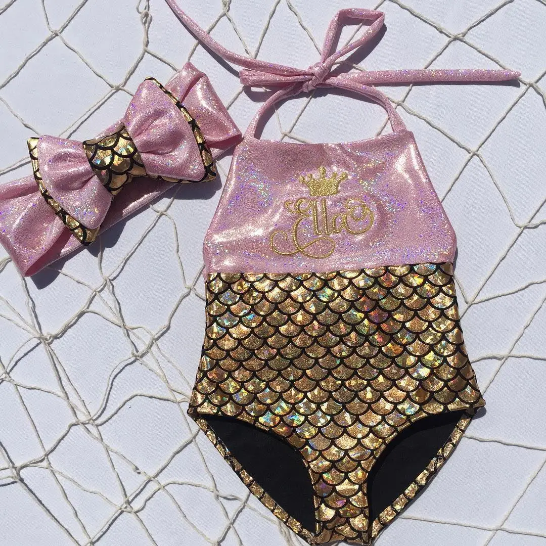Summer New Mermaid Swimwear Girls One Piece Swimsuit Bikini Kids Swimming 2pcs Bikini Bathing Suit Swimmable Costumes 3M to 3Y
