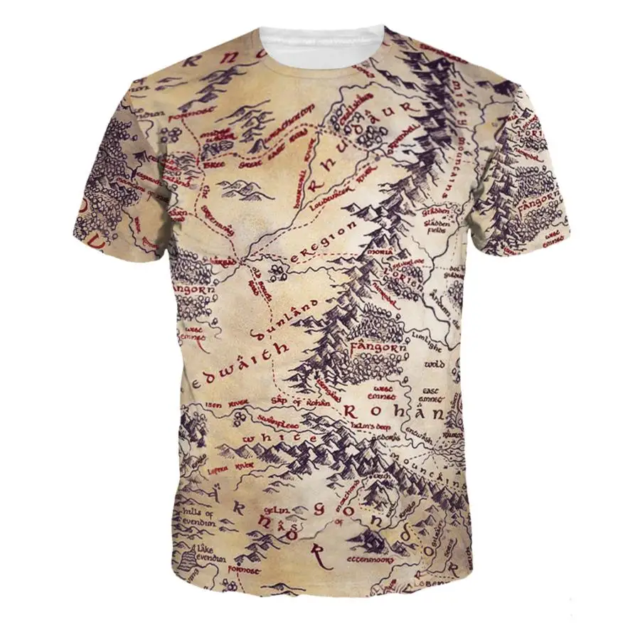 S XXL Men Woman Summer T shirt Map The Lord Of the Rings Print T shirt