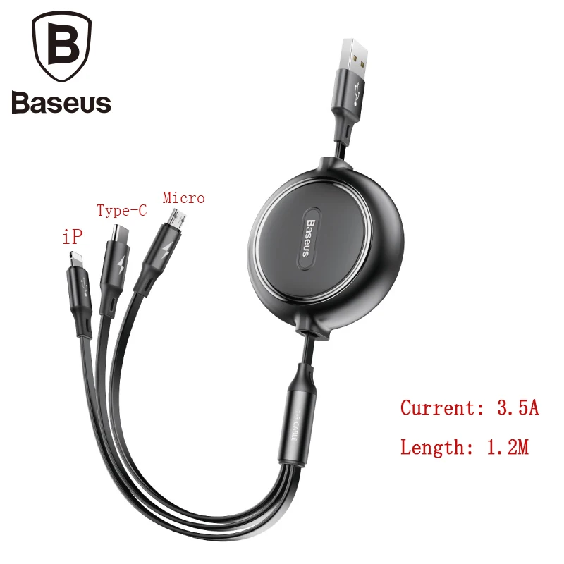 Baseus 3 в 1 СВЕТОДИОДНЫЙ модуль панели управления Usb type C и iP Кабель зарядного устройства для iPhone samsung huawei Usb C кабель для зарядного устройства мобильного телефона