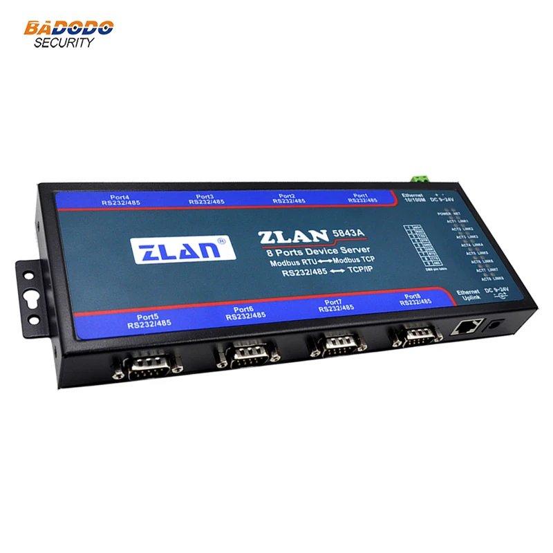 ZLAN5843A 8 портовый RS232 RS485 к Ethernet преобразователю нескольких последовательных
