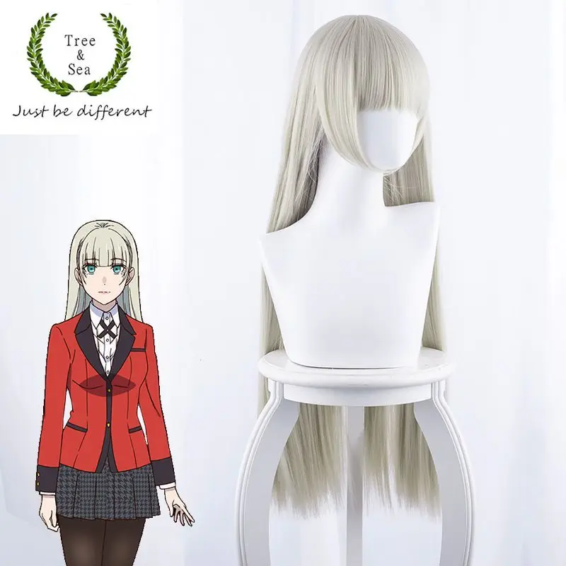 

Japan Kakegurui Compulsive Gambler Momobami Ririka cosplay wig Momobami Ririka silver long straight hair costumes