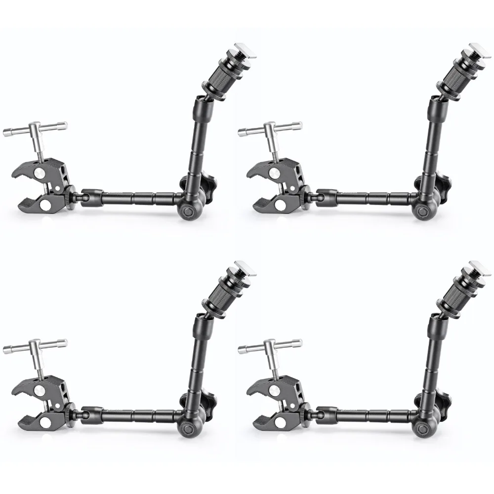 

Neewer 4 PCS 11"/28cm Adjustable Friction Power Articulating Magic Arm+Large Super Clamp Crab Pliers Clip for DSLR Camera Rig