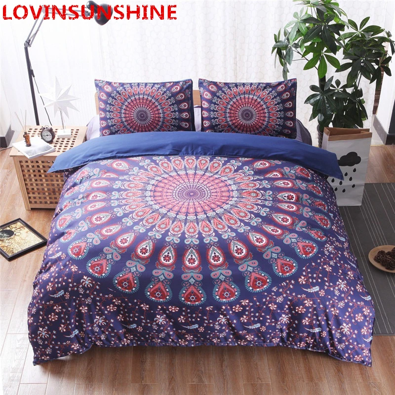 

LOVINSUNSHINE 3 Piece Bohemian Bedding Set Floral Pattern Duvet Cover Set red purple Mandala Bedspread 8 Size bedding set