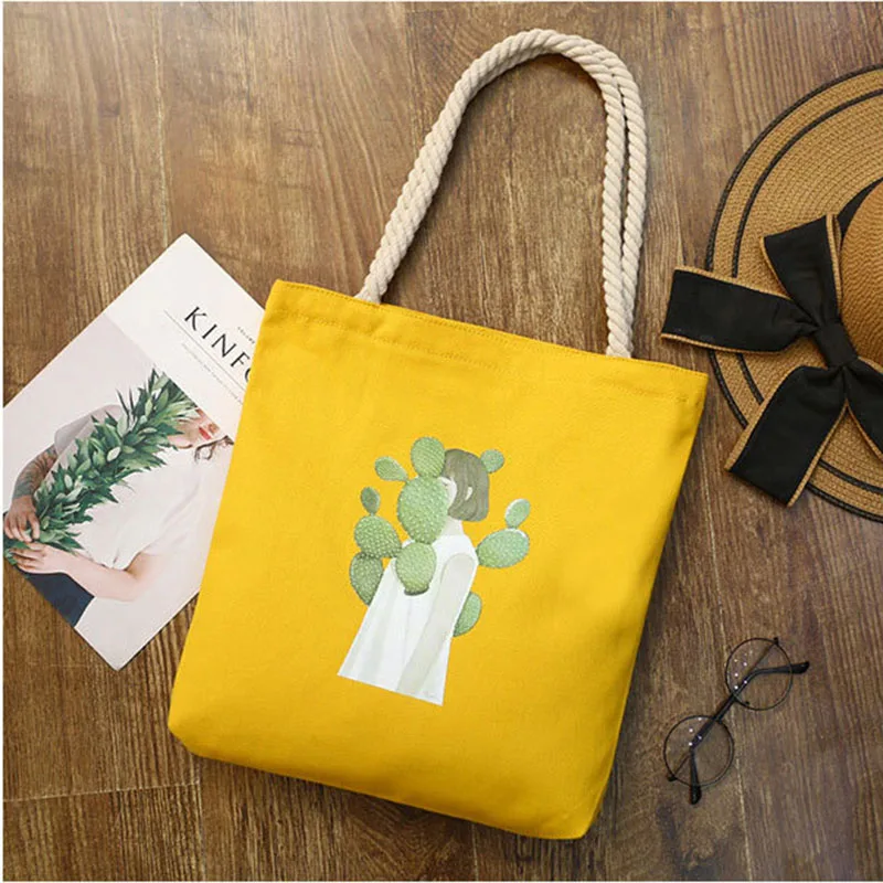 New Style Canvas Bag Schoolgirl Schoolbag Single Shoulder Bag Hemp Rope