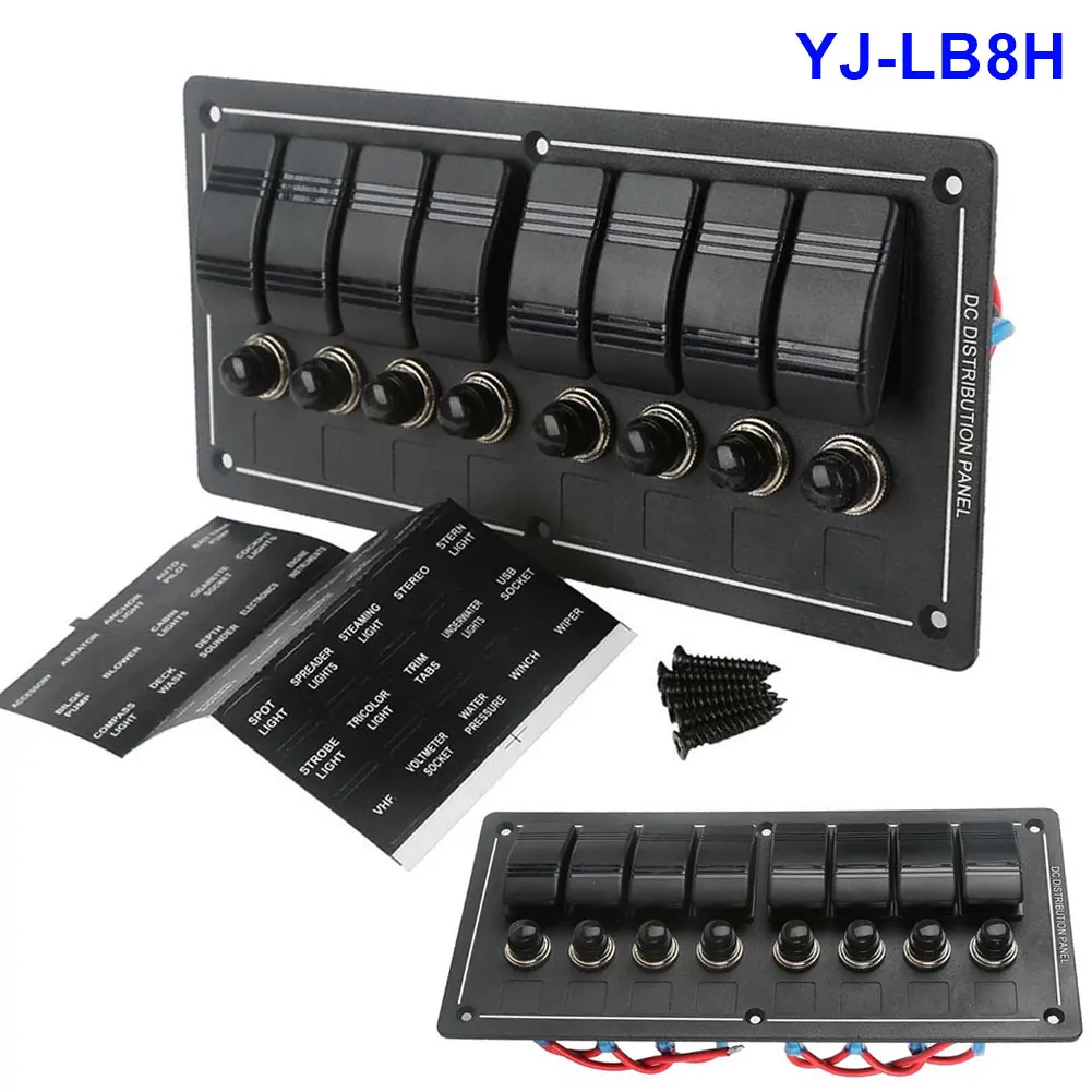 

Do Promo Car Styling 8 Gang LED Boat Rocker Switch Panel Aluminum Waterproof 12V Circuit Breaker For Boat/Marine/RV 2017