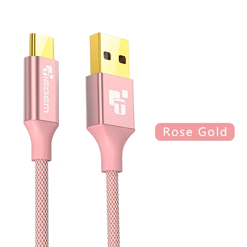 Розовый TIEGEM usb type-C кабель USB 3,1 type-C для быстрой зарядки USB-C кабели для синхронизации данных для samsung Galaxy S8 для Xiaomi 5 OnePlus 2 - Цвет: Розовый