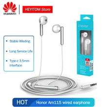 Honor AM115 наушники-вкладыши с дистанционным управлением длина кабеля 1,1 метров для huawei P9 p10 Mate9 Honor 8 смартфон
