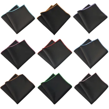 

Men Cotton Colorful Black Pocket Square Wedding Party Handkerchief Hanky BWTYX0504