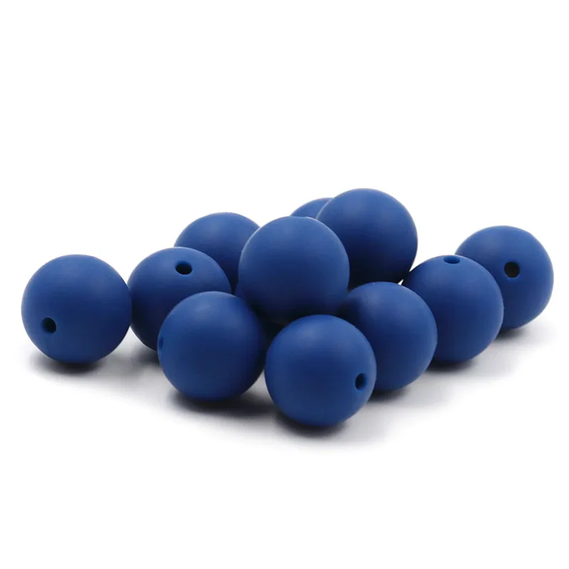

JOJOCHEW 100pcs 9mm-19mm Deep Blue Hot New Silicone Baby Teething Beads Food Grade Round Cuentas de silicona Jewelry Making