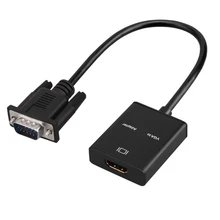 VGA Male to HD Female Connecting Cable 1080P Audio Wire HD Adapter Cord Replacement for Laptop