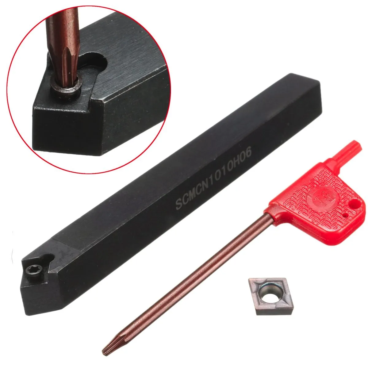 New SCMCN1010H06 Lathe Turning Boring Tool Holder 10mm with CCMT060204 Insert + T8 Wrenchin