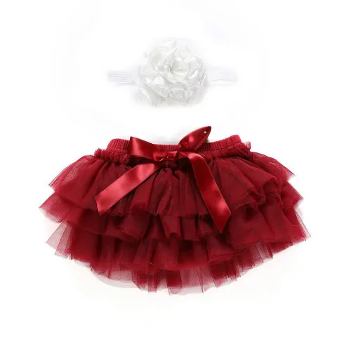 Многослойная балетная юбка-американка для новорожденных девочек юбка-пачка реквизит для фотосессии юбка принцессы повязка на голову 2 шт. детская одежда - Цвет: Purplish Red