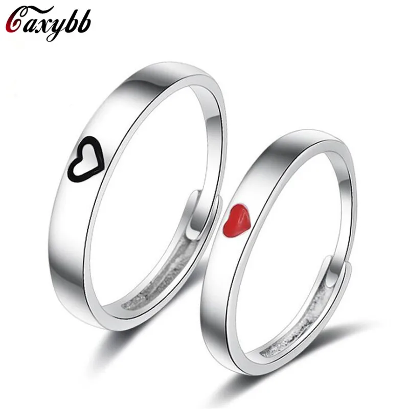 Simple Style Fashion Love Heart Female Couple Rings Copper Wedding Band Men Engagement Ring Couple Jewelry