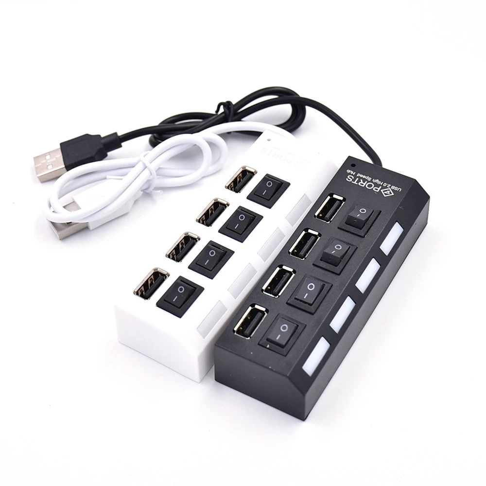 

2 PCS Micro USB HUB 2.0 4 Port Portable Splitter For MacBook Pro Laptop NoteBook With LED Light ON/OFF Switches For Samsung S10E