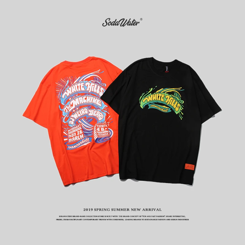 

SODA WATER Men's O-Neck T-shirt 2019 Men Summer Hip Hop Casual Short Sleeve Tops Tees Fashion Swag Tshirts Streetwear 94204SE