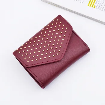 

Ladies short wallet, Korean fashion, cover type zero purse, female student wallet, seventy percent off rivet, small wallet