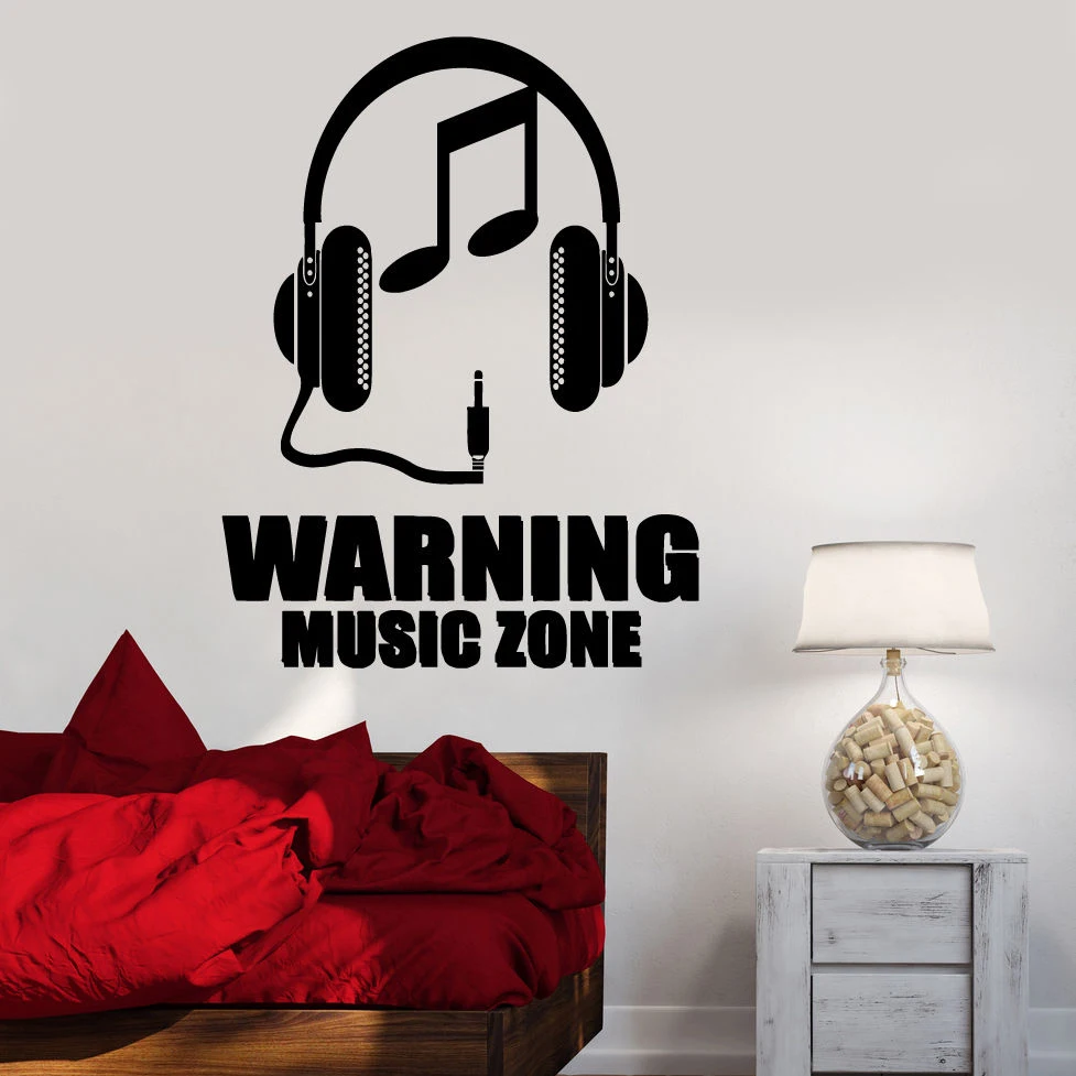 Music Zone Wall Decals Headphones Notes Wall Sticker For Music Room