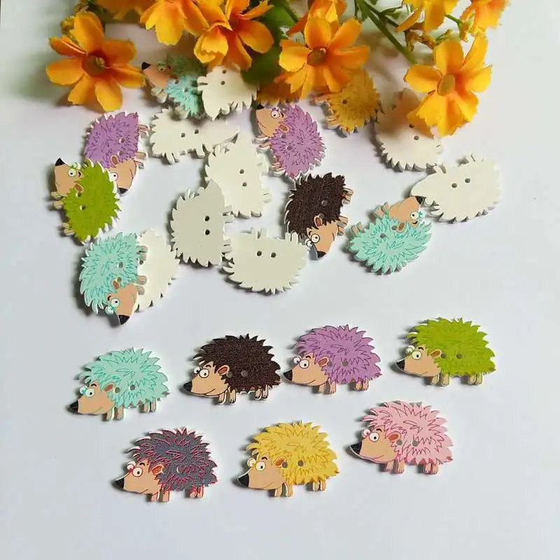

Mixed 40PCs Decorative Wooden Buttons For Children Clothes DIY Scrapbooking Crafts Sewing Tool Flatback 2 -Holes 23*33mm