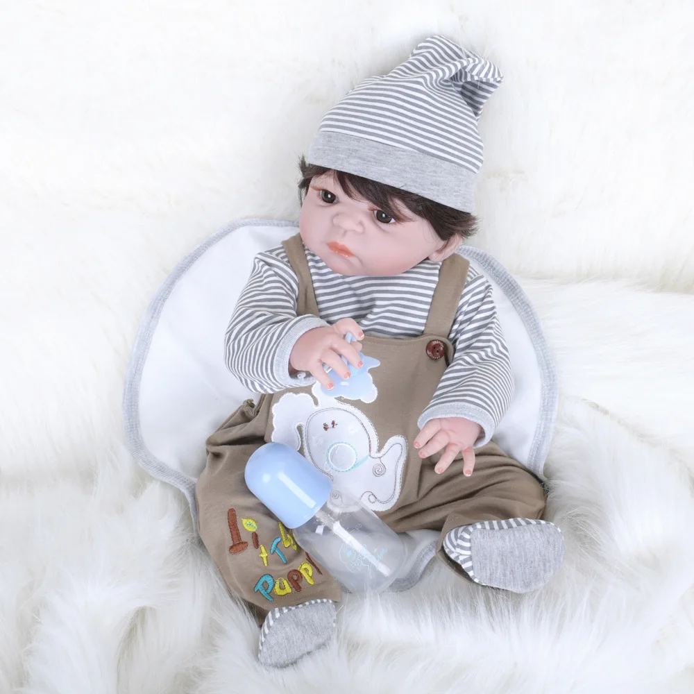 55 см кукла возрожденная ручная работа мягкая виниловая BeBe Reborn для мальчика 22