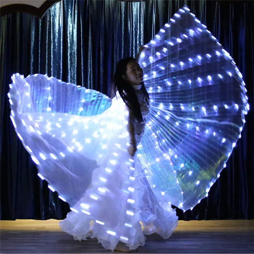 Chamsgend освещение светодиодный Крылья ангела для женщин Взрослый танец живота костюм плащ косплей аксессуар с телескопической палкой 906