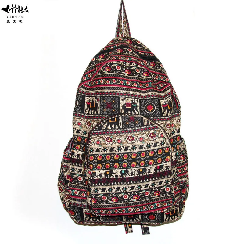 

Unique Bohemian Vintage Backpack Bag Women Lady Fashion Backpacks School Books Travel Bags Cotton Canvas Handmade free shipping