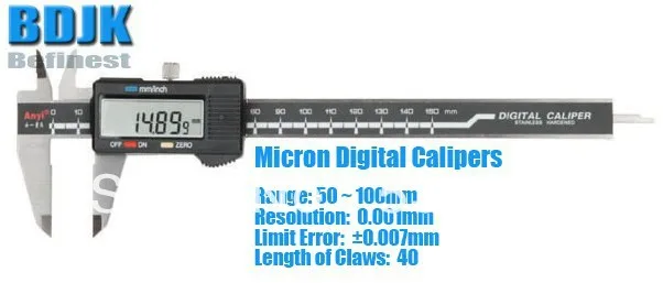 50 ~100mm Micron Digital Vernier Caliper / Measuring Tool / Instrument with 0.007mm Limit Error